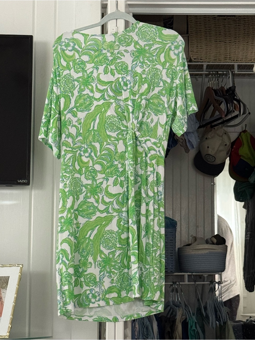 Lilly Pulitzer Shaw Dress – Green & White Print – Size L